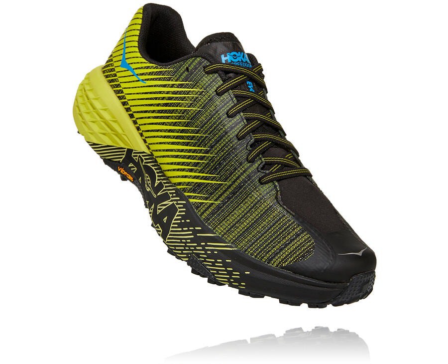 Hoka Evo Speedgoat - Women's Trail Shoes - Black/Green - UK 549YWQTXL